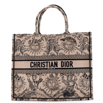 Christian Dior Book Tote Embroidered Canvas Large