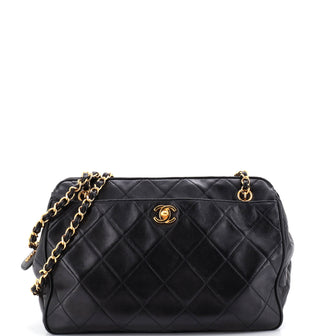 Chanel Vintage Front Pocket Shoulder Bag Quilted Lambskin Medium