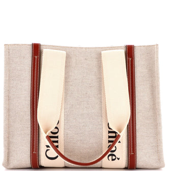 Chloe Woody Tote Canvas with Leather Medium