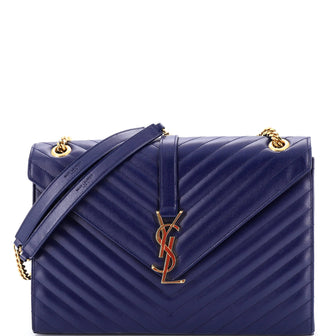 Saint Laurent Classic Monogram Envelope Satchel Matelasse Chevron Leather Large