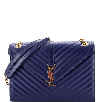 Saint Laurent Classic Monogram Envelope Satchel Matelasse Chevron Leather Large