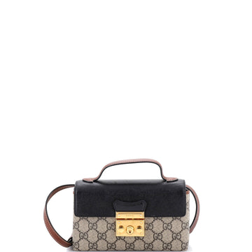 Gucci Padlock Top Handle Bag GG Coated Canvas and Leather Mini