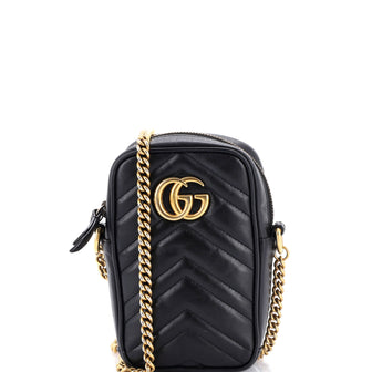 Gucci GG Marmont Vertical Phone Crossbody Bag Matelasse Leather Mini