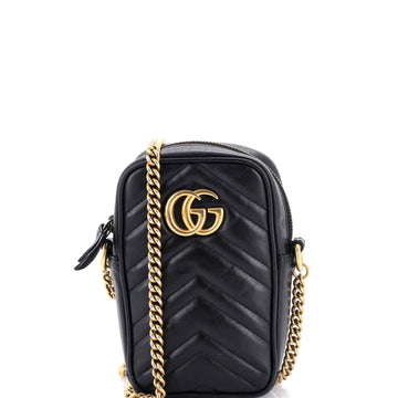 Gucci GG Marmont Vertical Phone Crossbody Bag Matelasse Leather Mini