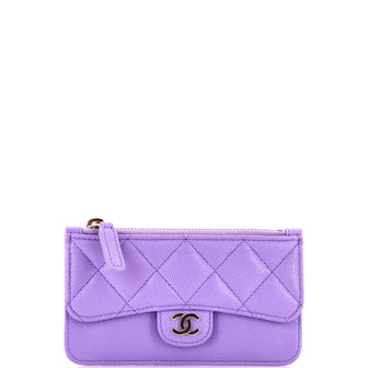 Chanel Flap Zip Card Holder Quilted Caviar