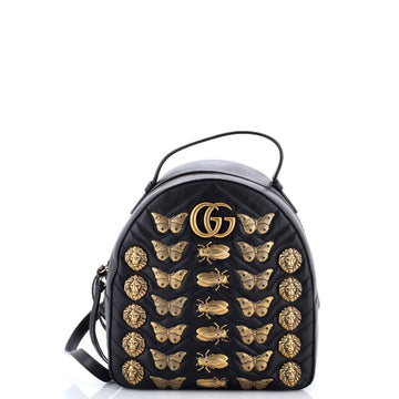 Gucci GG Marmont Backpack Embellished Matelasse Leather Small