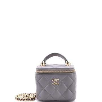 Chanel Classic Top Handle Vanity Case with Chain Quilted Lambskin Mini