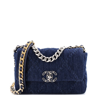 Chanel 19 Flap Bag Quilted Denim Medium