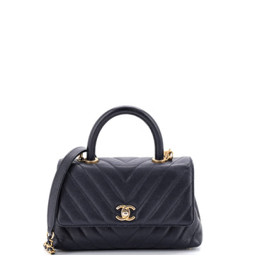 Chanel Coco Top Handle Bag Chevron Caviar Mini
