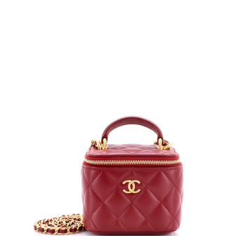 Chanel Classic Top Handle Vanity Case with Chain Quilted Lambskin Mini