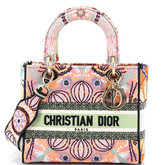 Christian Dior Lady D-Lite Bag Embroidered Canvas Medium