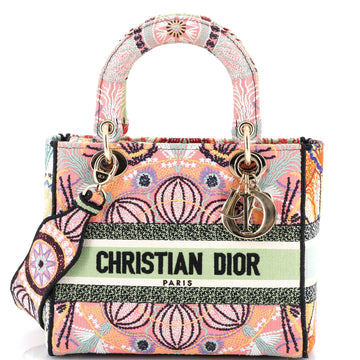 Christian Dior Lady D-Lite Bag Embroidered Canvas Medium
