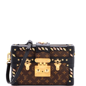 Louis Vuitton Petite Malle Handbag Studded Monogram Canvas