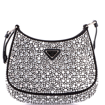 Prada Cleo Shoulder Bag Crystal Embellished Satin Small