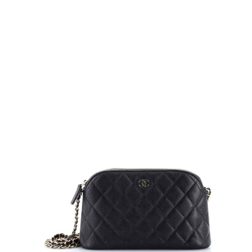 Chanel CC Dome Zip Clutch with Chain Quilted Caviar Small