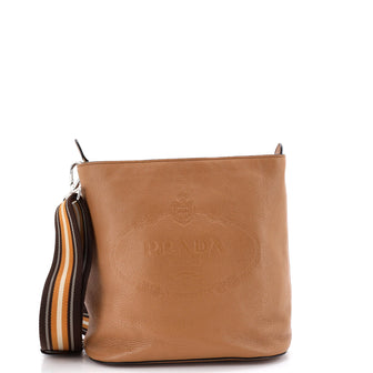 Prada Logo Bucket Messenger Bag Vitello Phenix Small