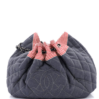 Chanel Stretch Spirit Cabas Quilted Denim Large