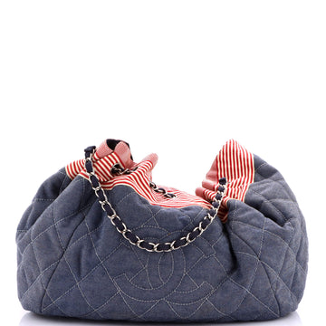 Chanel Stretch Spirit Cabas Quilted Denim Large