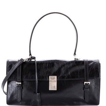 Prada Lux Double Buckle Flap Bag Soft Calfskin Medium