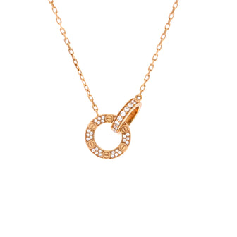 Cartier Love Interlocking Pave Necklace 18K Yellow Gold and Diamonds