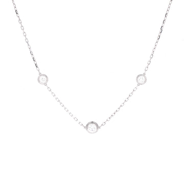 Cartier D'Amour 3 Station Pendant Necklace 18K White Gold with Diamonds