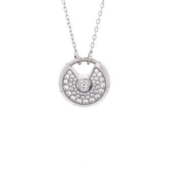 Cartier Amulette de Cartier Pendant Necklace 18K White Gold and Pave Diamonds Small