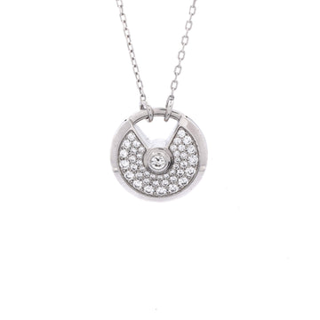 Cartier Amulette de Cartier Pendant Necklace 18K White Gold and Pave Diamonds Small