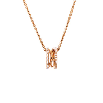 Bvlgari B.Zero1 Open Design Legend Zaha Hadid Pendant Necklace 18K Rose Gold with Diamonds