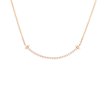 Tiffany & Co. T Smile Pendant Necklace 18K Rose Gold with Diamonds Small