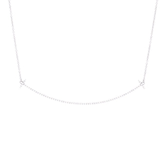Tiffany & Co. T Smile Pendant Necklace 18K White Gold with Diamonds Large