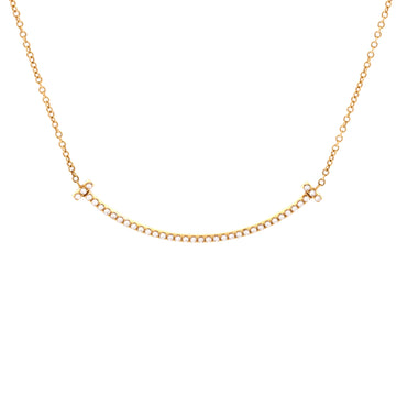 Tiffany & Co. T Smile Pendant Necklace 18K Yellow Gold and Diamonds Small