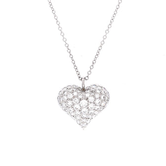 Tiffany & Co. Heart Pendant Necklace Platinum with Pave Diamonds