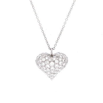 Tiffany & Co. Heart Pendant Necklace Platinum with Pave Diamonds