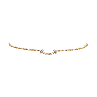 Tiffany & Co. T Smile Chain Bracelet 18K Yellow Gold with Diamonds Mini