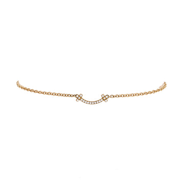 Tiffany & Co. T Smile Chain Bracelet 18K Yellow Gold with Diamonds Mini