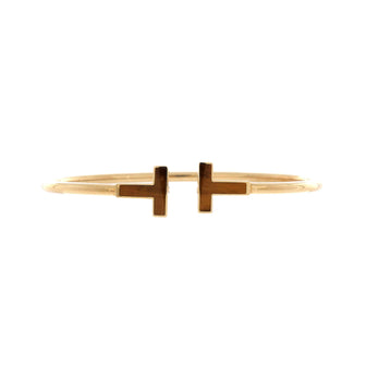 Tiffany & Co. T Wire Bracelet 18K Yellow Gold with Tiger's Eye