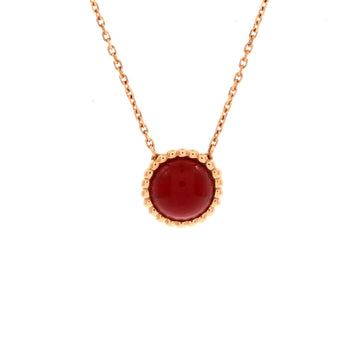 Van Cleef & Arpels Perlee Couleurs Pendant Necklace 18K Rose Gold and Carnelian