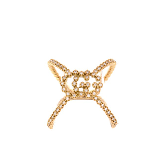 Gucci GG Running Cross Ring 18K Yellow Gold and Pave Diamonds