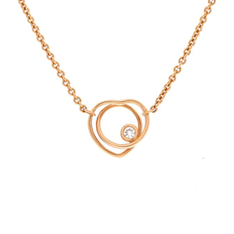 Hermes Vertige Coeur Pendant Necklace 18K Rose Gold with Diamond XS