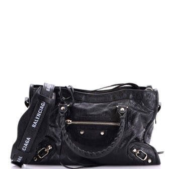 Balenciaga Logo Strap City Classic Studs Bag Leather Small