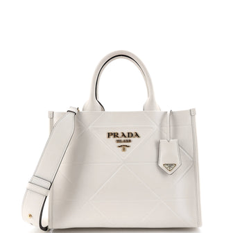 Prada Symbole Shopper Tote Embossed Leather Small