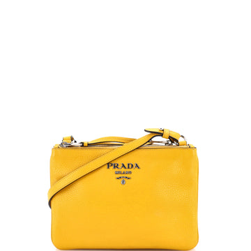 Prada Double Zip Crossbody Bag Vitello Daino Small