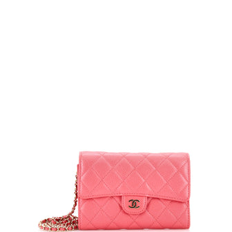 Chanel Classic Flap Wallet Crossbody Bag Quilted Caviar Mini