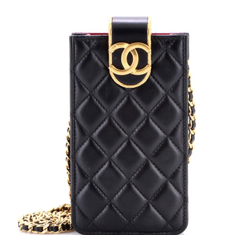 Chanel CC Clasp Phone Holder Crossbody Bag Quilted Lambskin