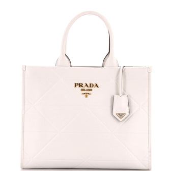 Prada Symbole Shopper Tote Embossed Leather Medium