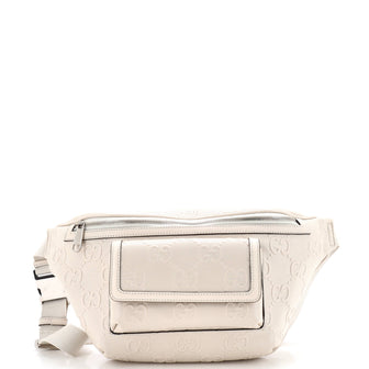 Gucci Front Pocket Belt Bag GG Embossed Perforated Leather