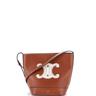 Celine Cuir Triomphe Bucket Bag Leather Small