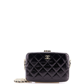 Chanel Framed Box Clutch with Chain Quilted Patent Small