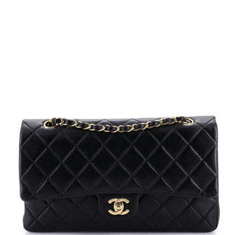 Chanel Vintage Classic Double Flap Bag Quilted Lambskin Medium