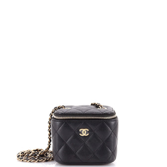 Chanel Classic Vanity Case with Chain Quilted Caviar Mini